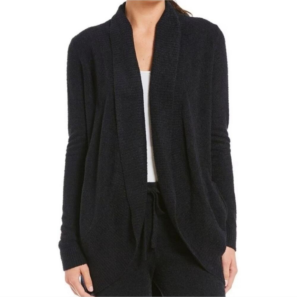 Barefoot Dreams Cozy Chic Lite Black Open Long Sleeve Super Soft Cardigan